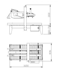 Dimensões da mesa da seladora de caixas automática TOP TAPE