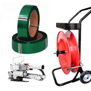 Kit de cintagem pneumático AIR19 13-19 mm PET/PP com fita PET 15,5 mm, carro de cintagem