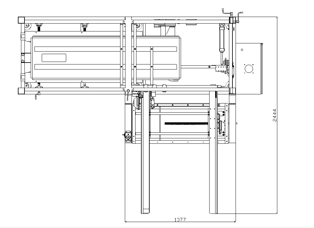 Formadora de caixas AUTOBOX - Desenho de layout da máquina com mesa de trabalho horizontal